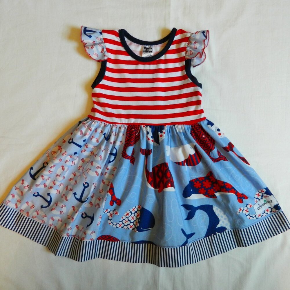 Girls size 4 Dress Chris n Missy  Red White Blue Patriotic